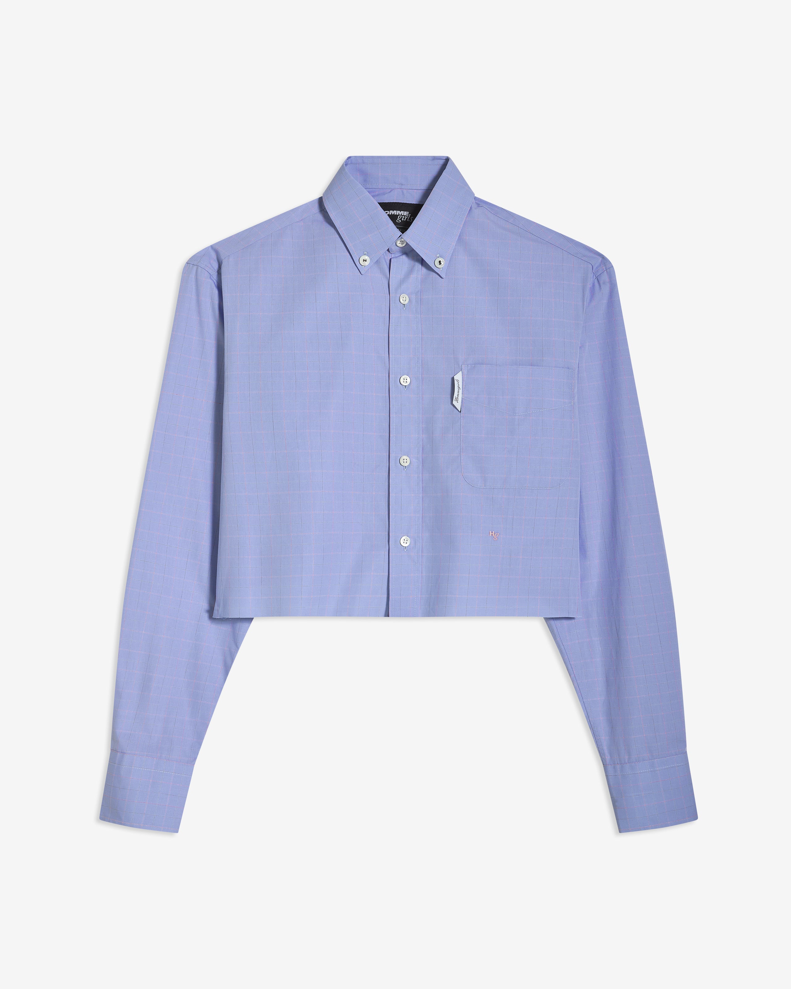 Cropped Oxford Shirt in Blue Graph