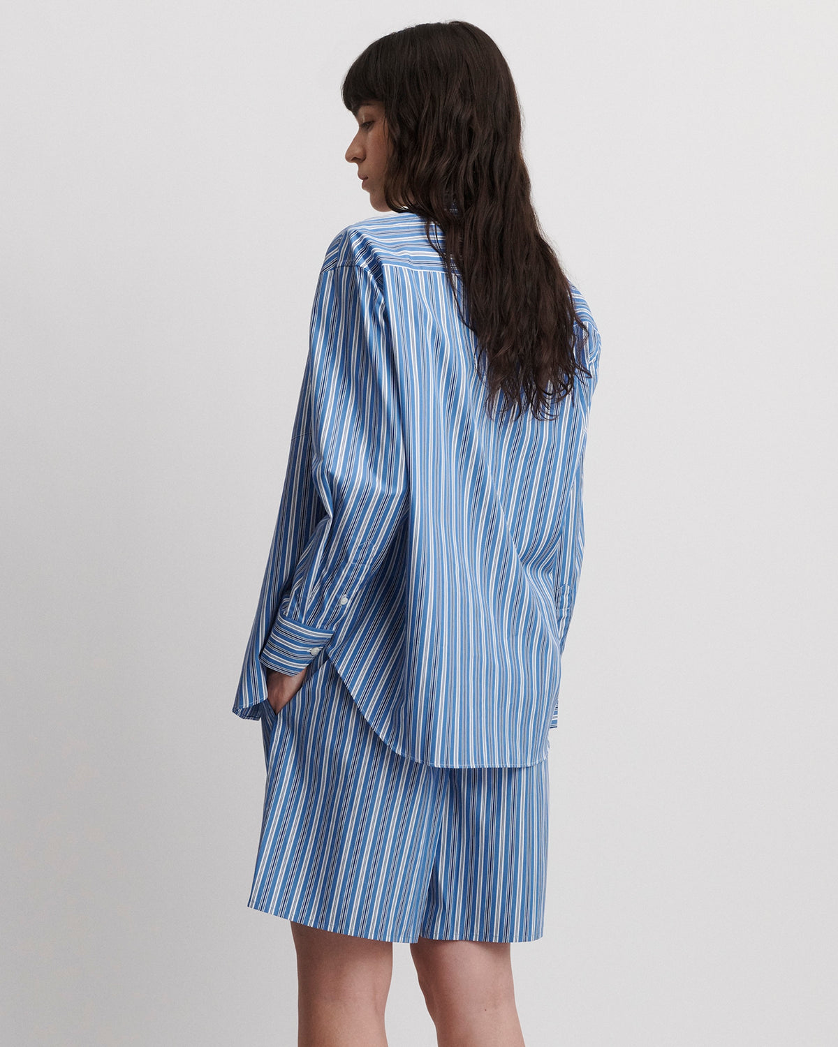 Long Boxer Short in Blue Porto Stripe