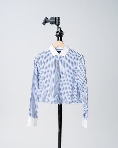 Blue Striped Cropped Shirt – Elevate Your Everyday