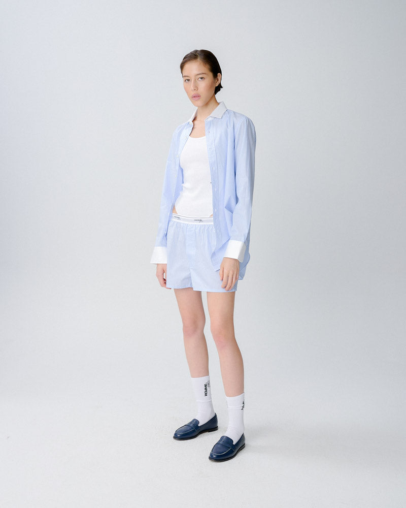 Banker Stripe Shirt With Contrast Collar
