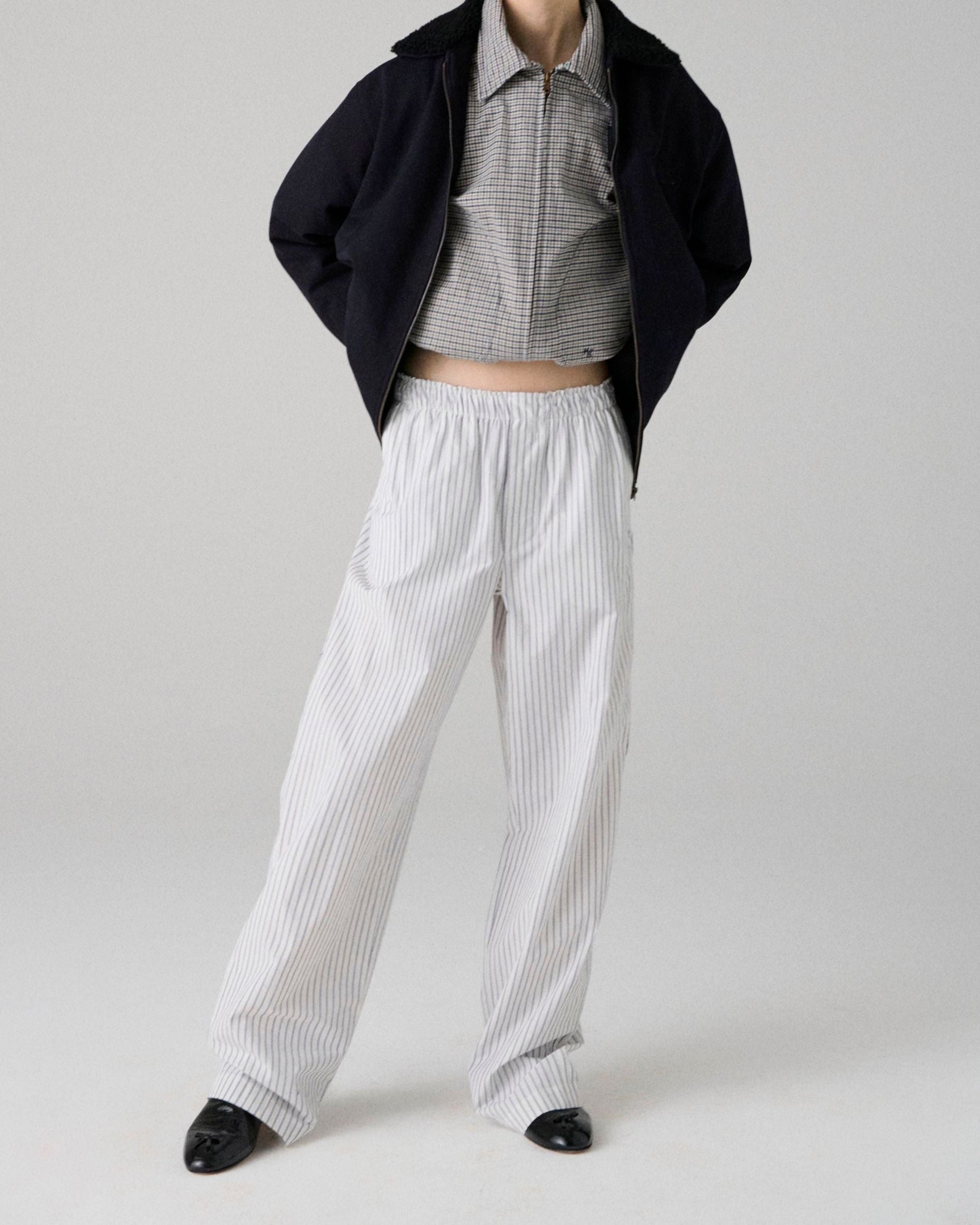 Pajama Pant in White Stripe