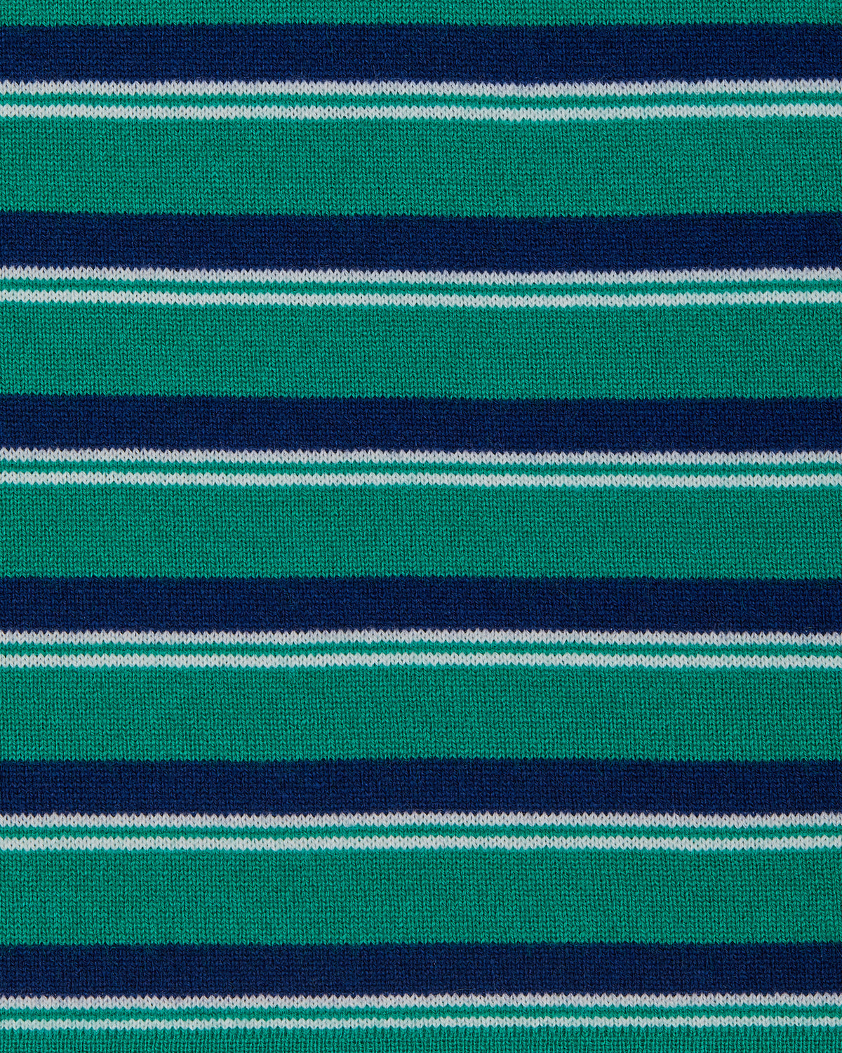 Cashmere Knit Polo in Green Stripe