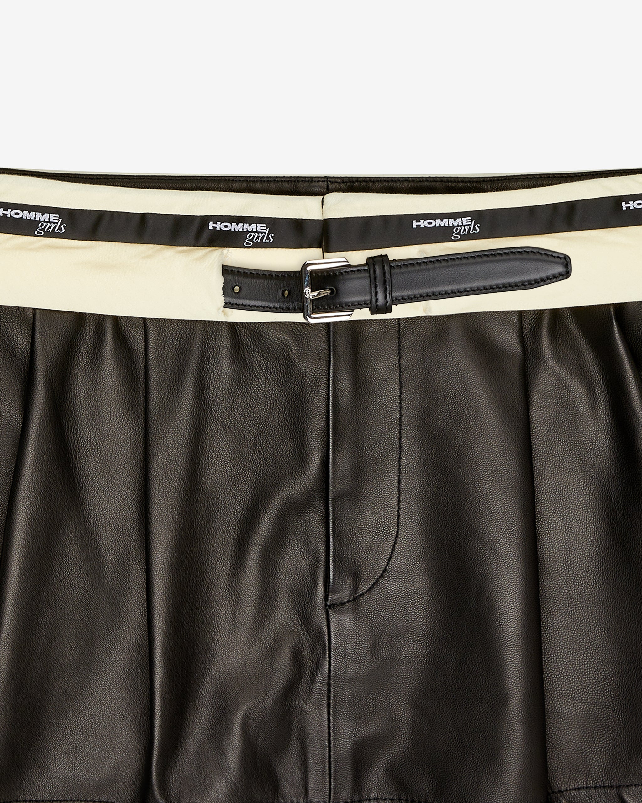 Leather Flip Waist Mini Skirt with Belt
