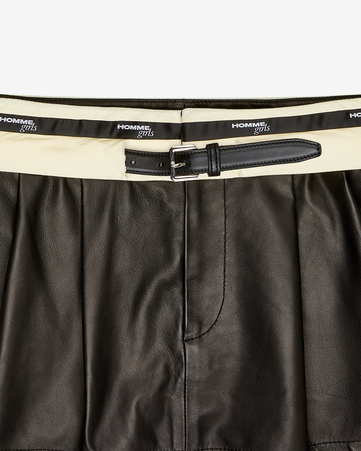 Leather Flip Waist Mini Skirt with Belt