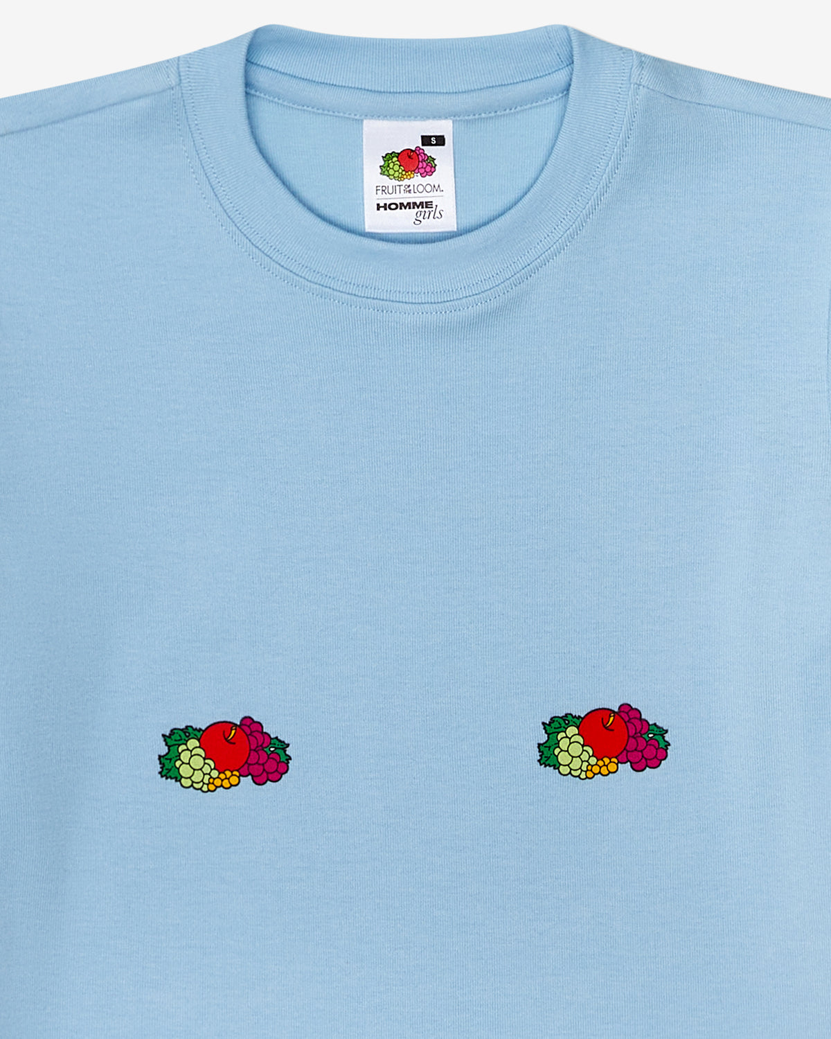 HommeGirls x Fruit Of The Loom "Fruity" Baby Tee in Baby Blue
