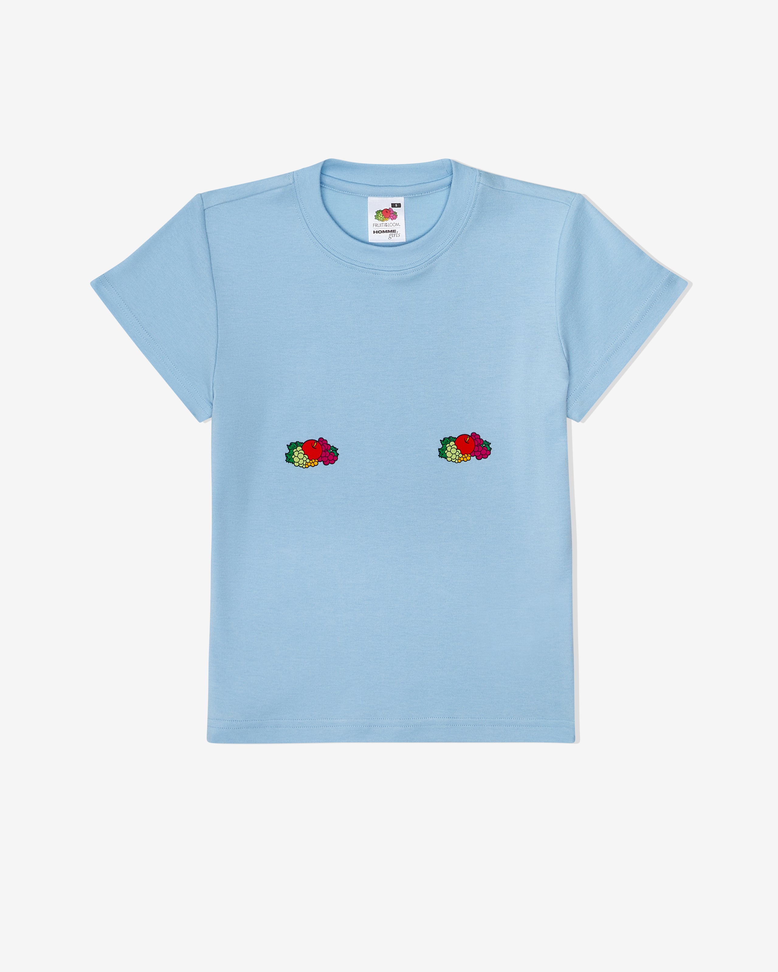 HommeGirls x Fruit Of The Loom "Fruity" Baby Tee in Baby Blue