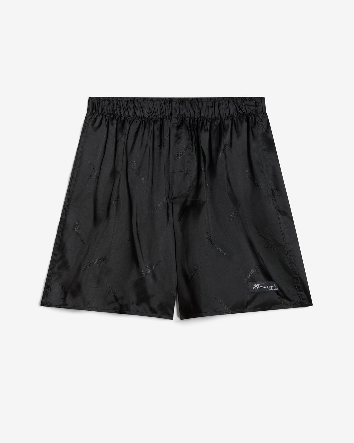 Long Boxer Short in Black Logo Jacquard