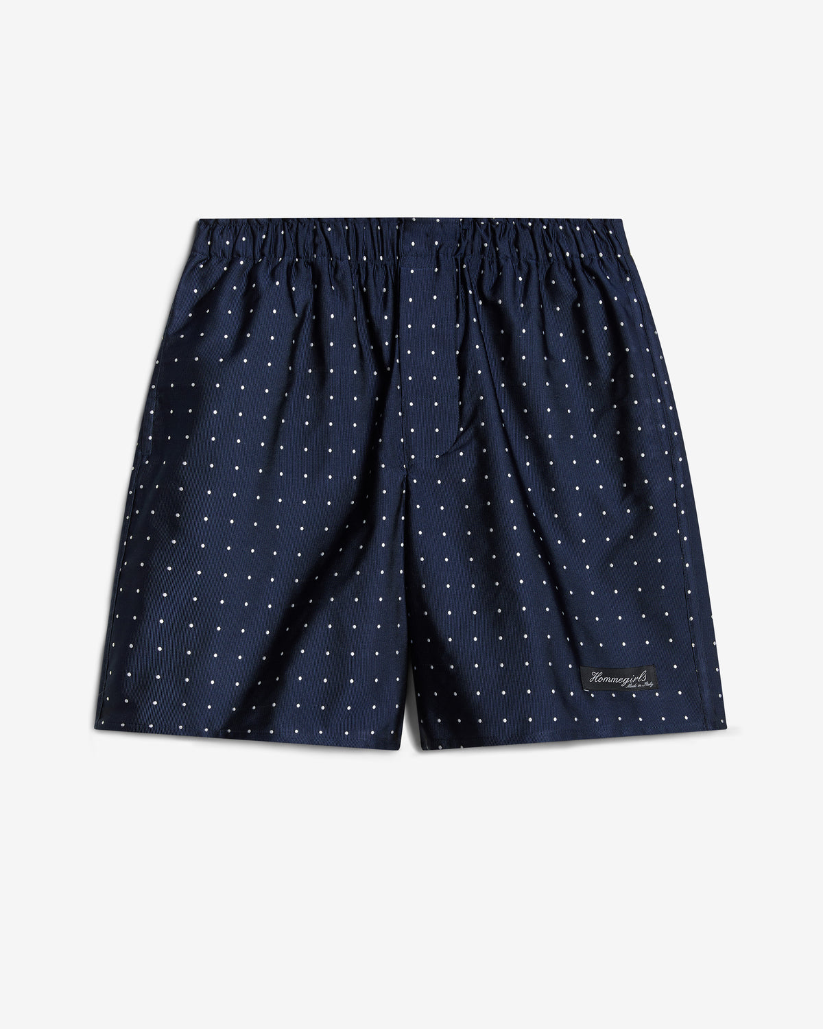 Long Boxer Short in Navy Polka Dot