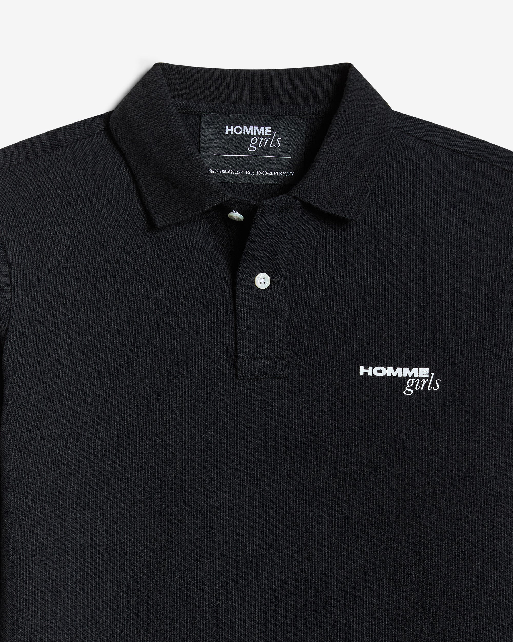 Long Sleeve Pique Polo in Black – HOMMEGIRLS