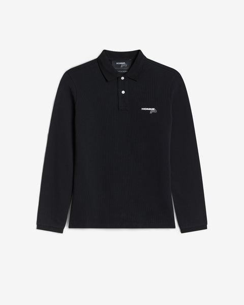 Long Sleeve Pique Polo in Black – HOMMEGIRLS