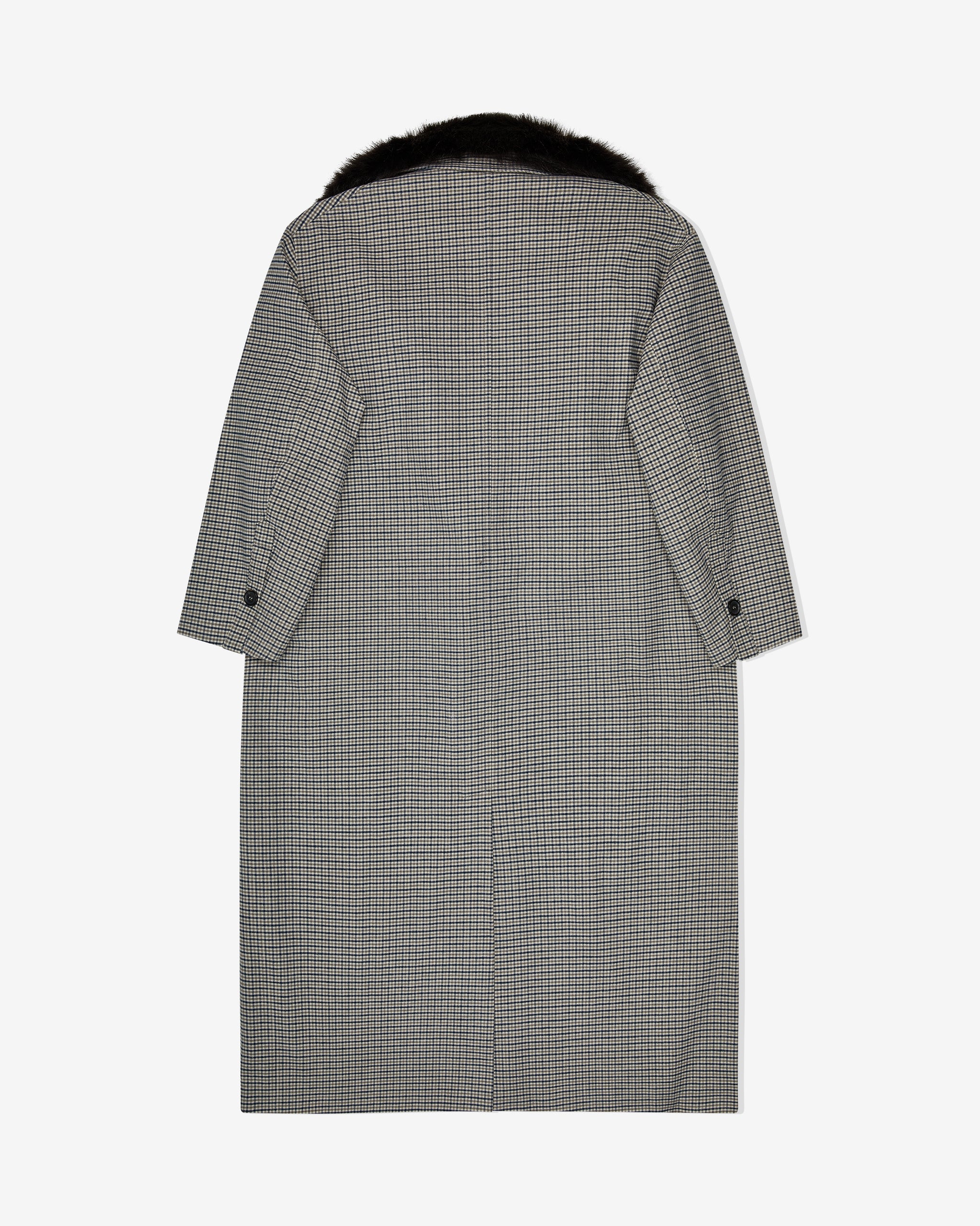 Mac Coat with Shearling Collar in Check Plaid