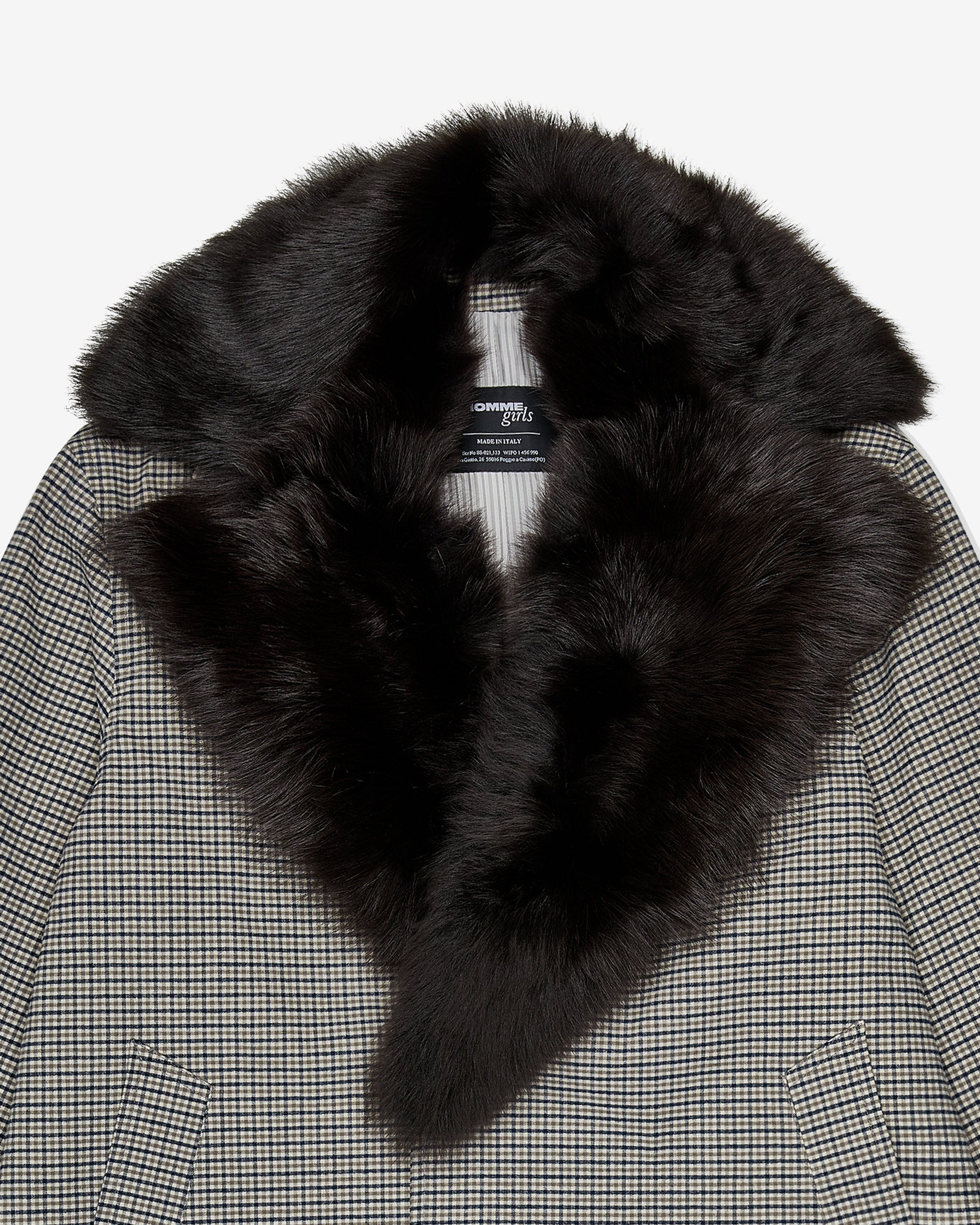 Mac Coat with Shearling Collar in Check Plaid