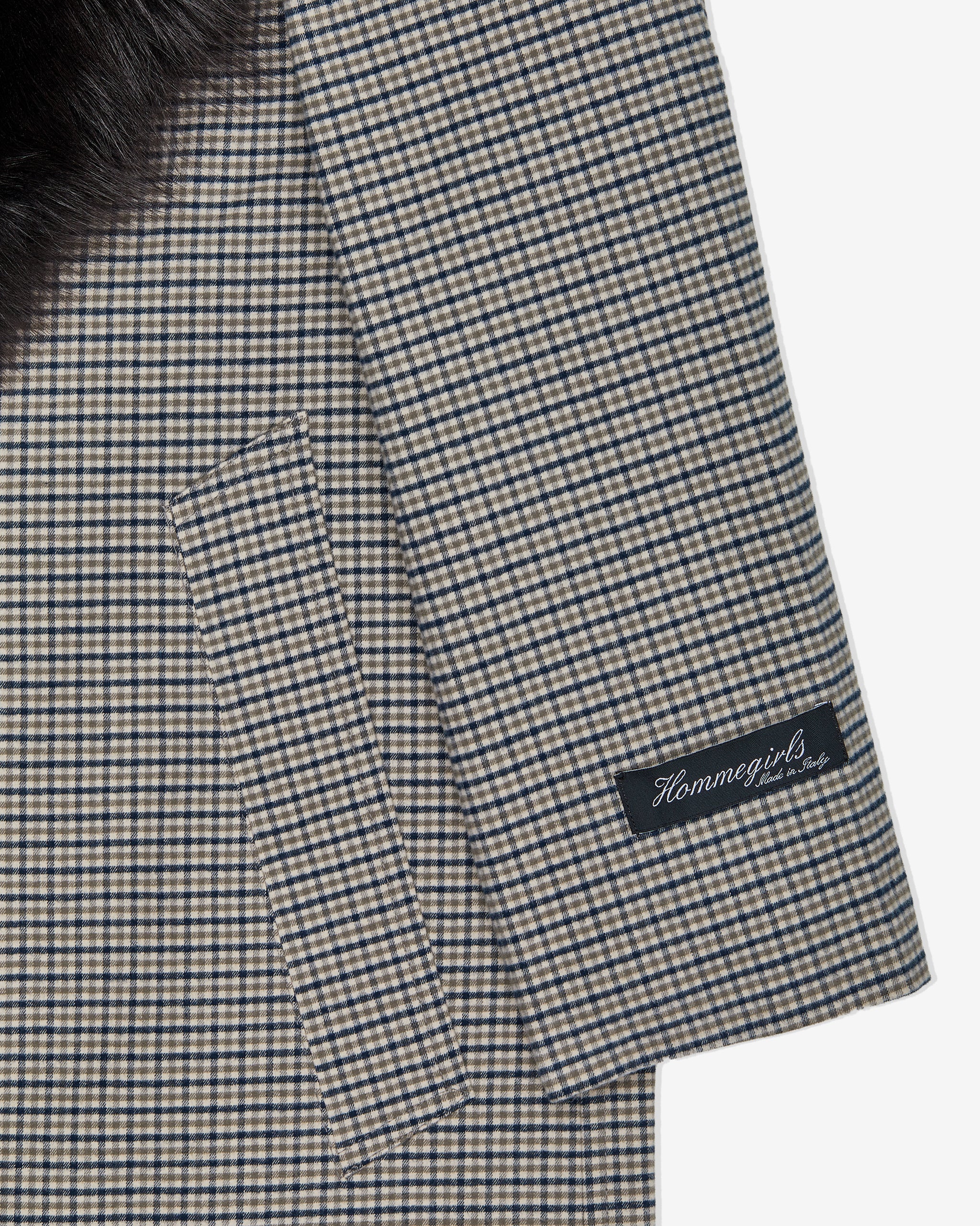 Mac Coat with Shearling Collar in Check Plaid