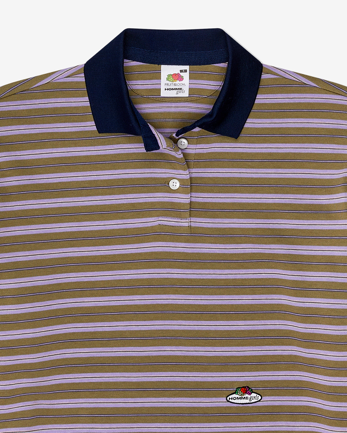 HommeGirls x Fruit Of The Loom Polo in Lilac Stripe