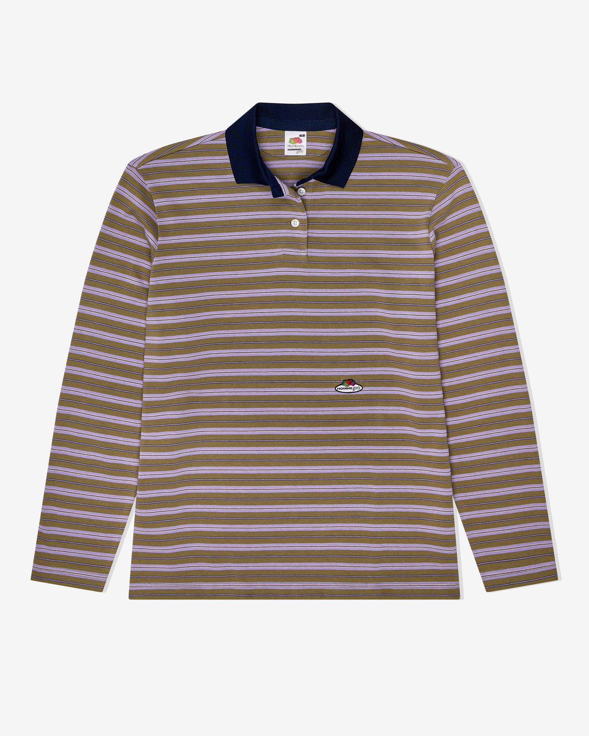 HommeGirls x Fruit Of The Loom Polo in Lilac Stripe