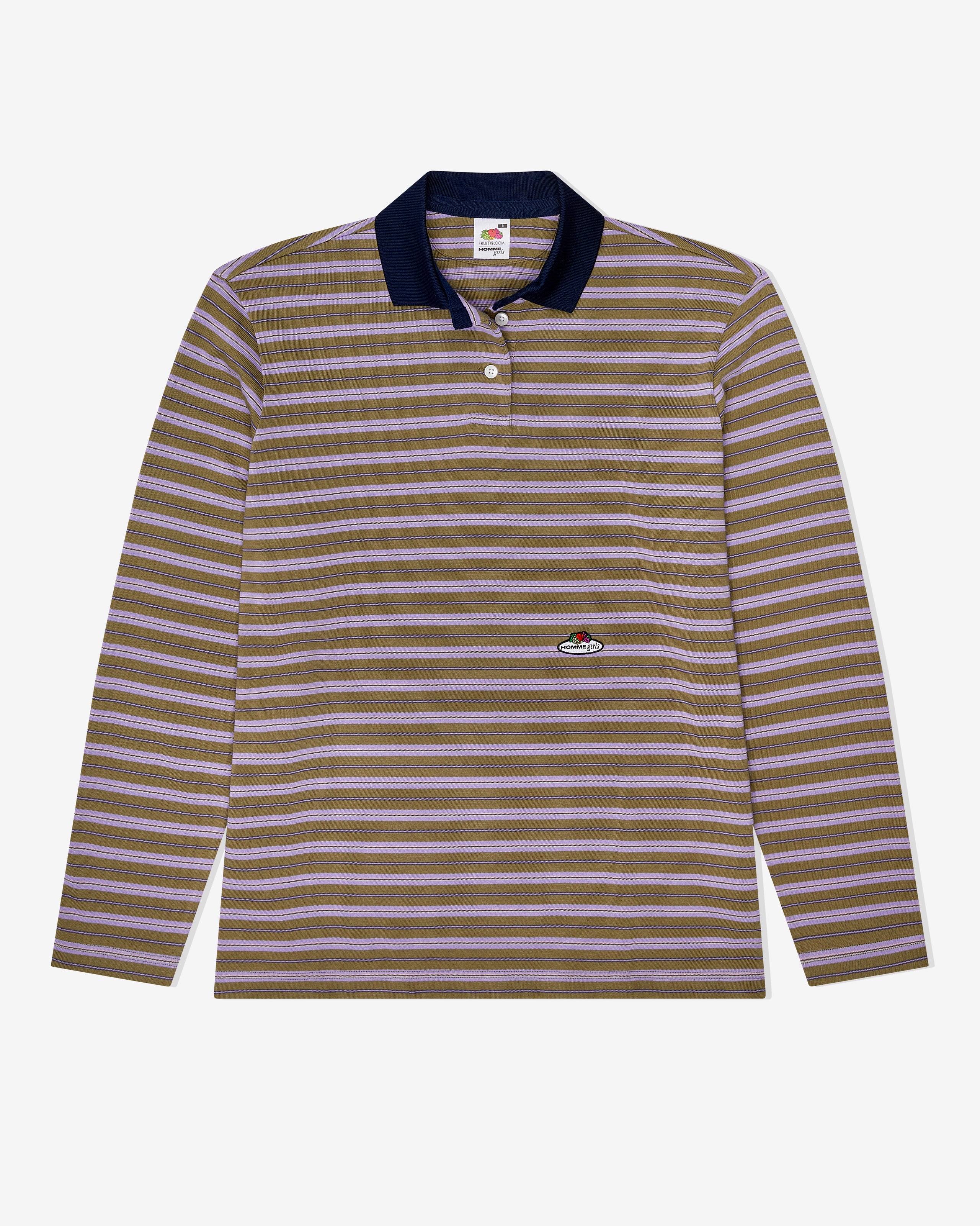 HommeGirls x Fruit Of The Loom Polo in Lilac Stripe