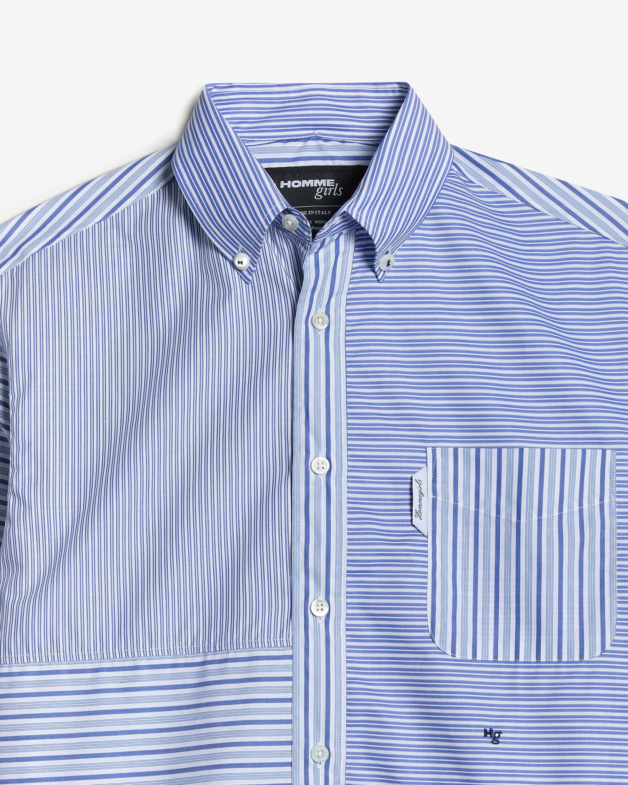Patchwork Shirt in Blue Stripe Combo – HOMMEGIRLS