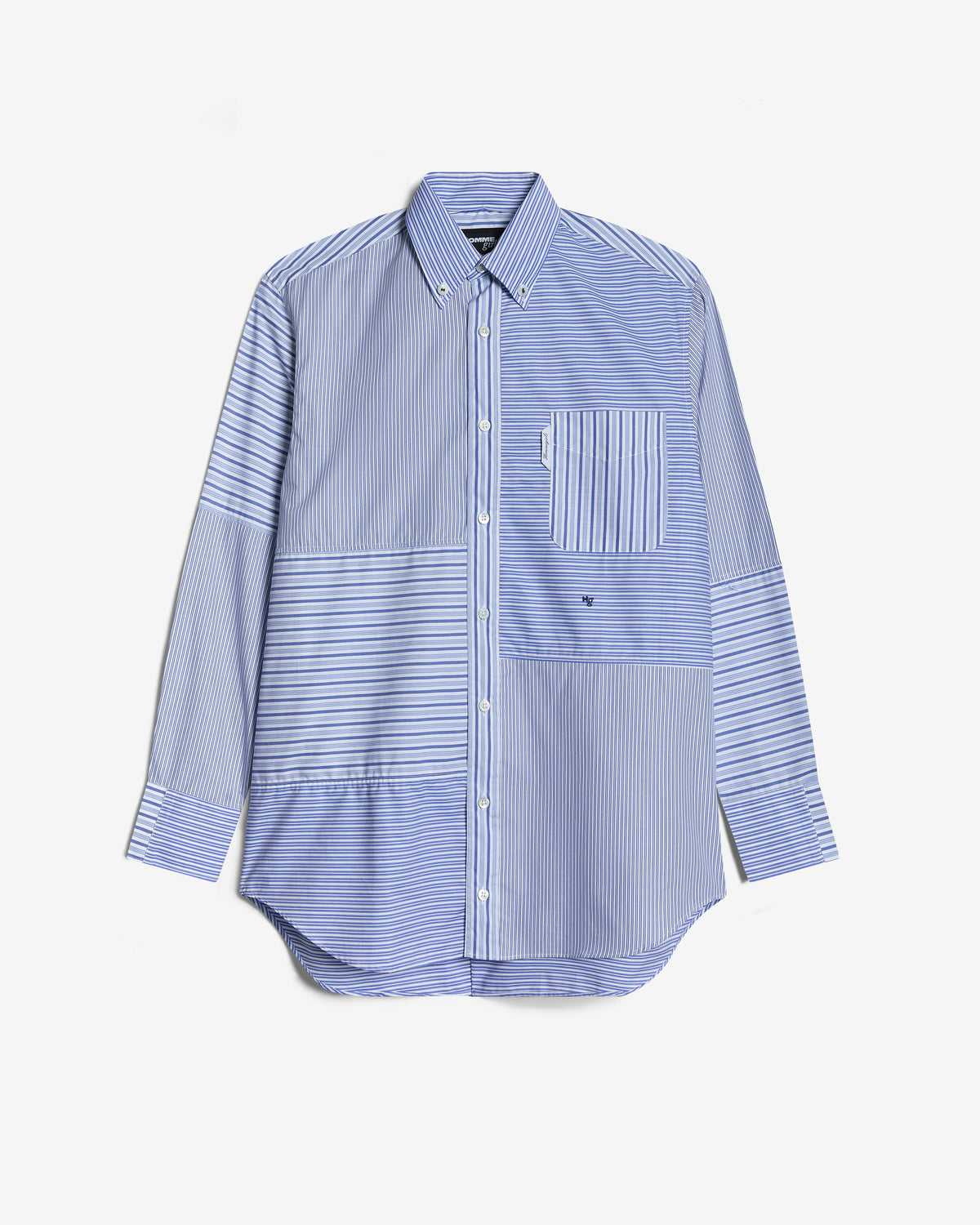 Patchwork Shirt in Blue Stripe Combo