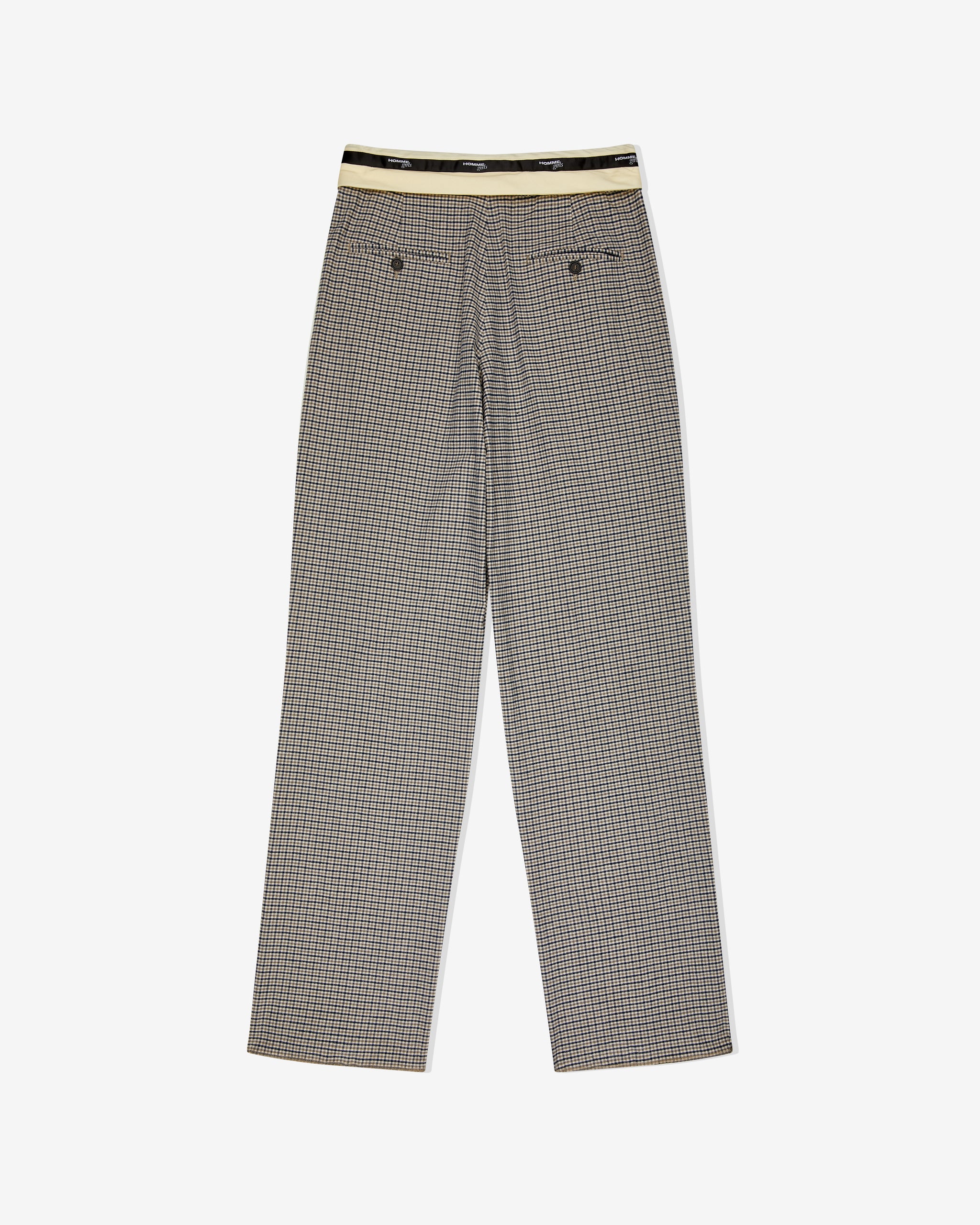 Flip Waist Pant with Belt in Check Plaid