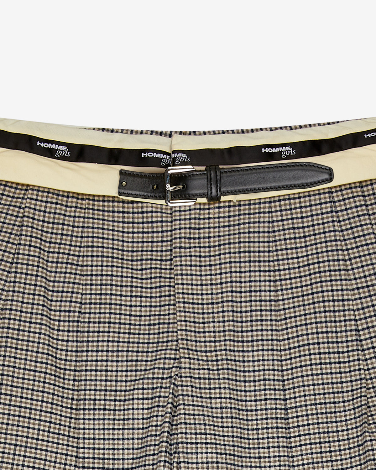 Flip Waist Pant with Belt in Check Plaid