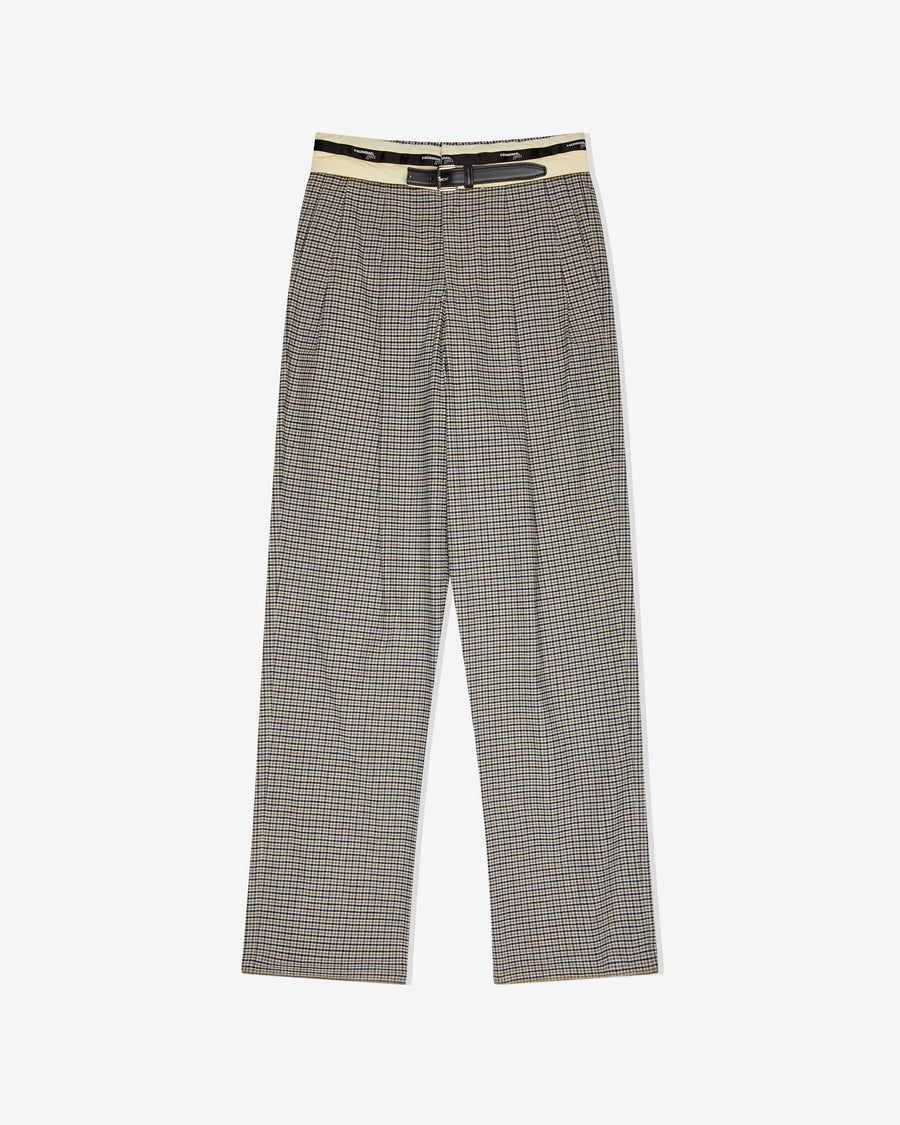 Flip Waist Pant with Belt in Check Plaid