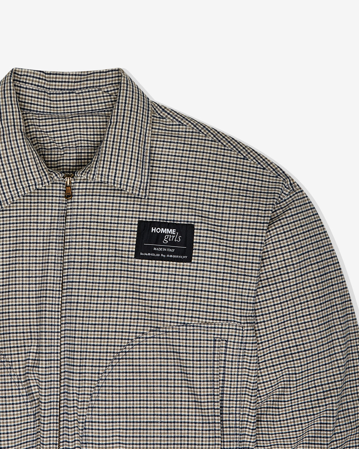 Down Coat in Check Plaid
