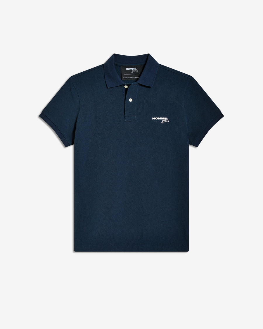 Short Sleeve Pique Polo in Navy