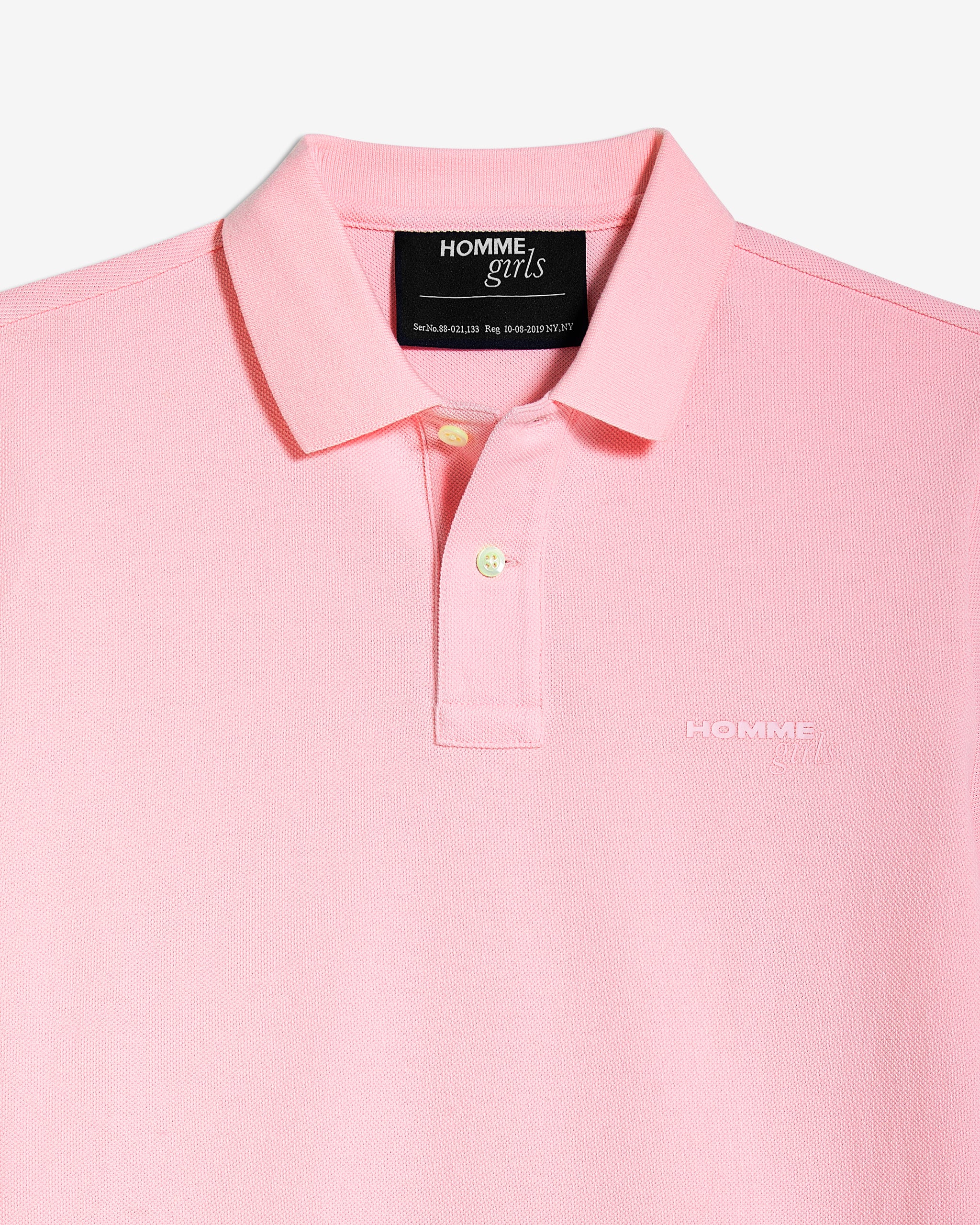 Short Sleeve Pique Polo in Pink