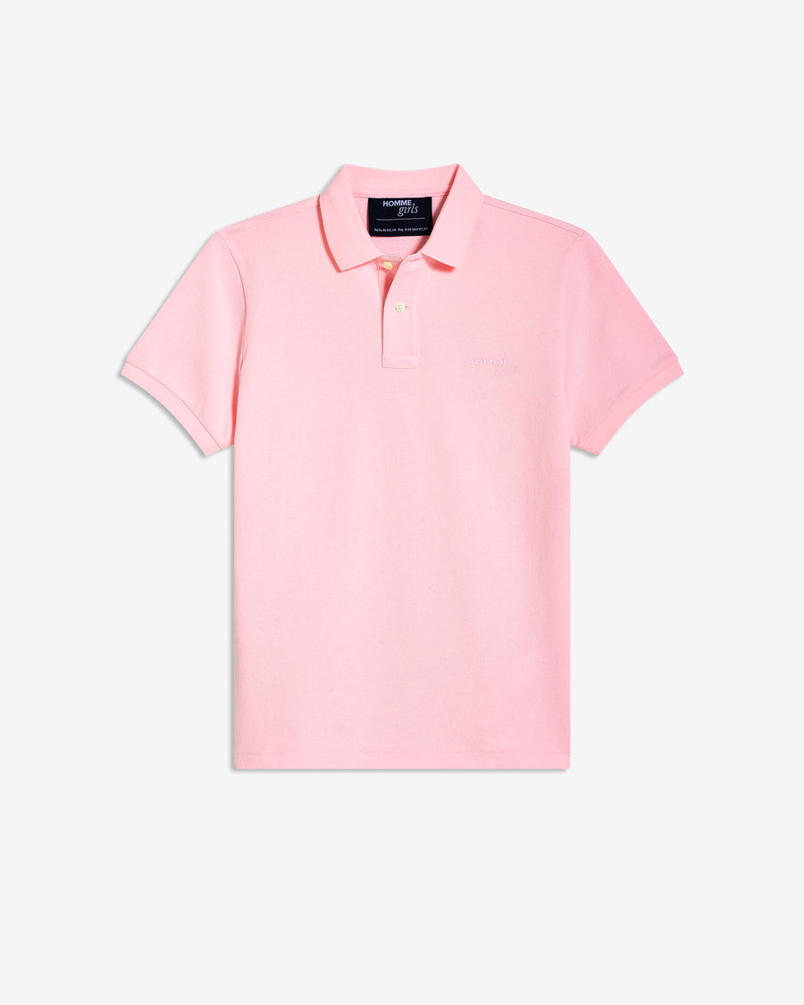Short Sleeve Pique Polo in Pink