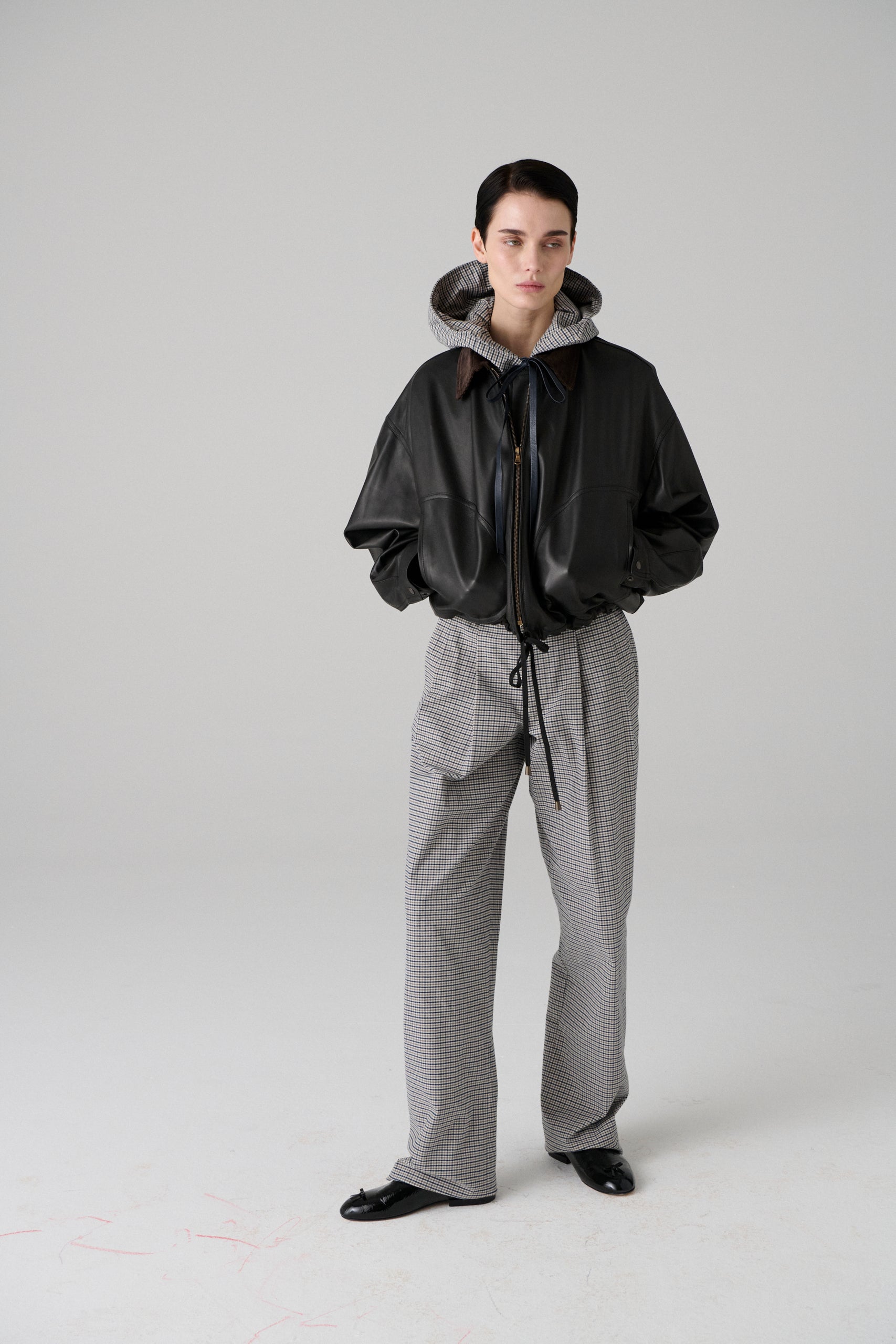 Flip Waist Pant with Belt in Check Plaid