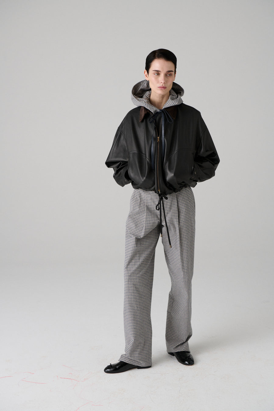 Flip Waist Pant with Belt in Check Plaid