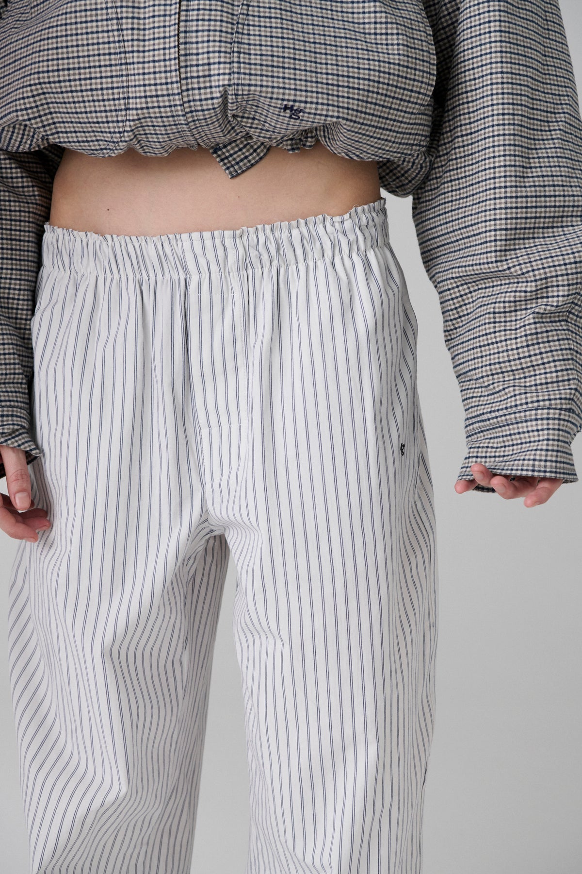 Pajama Pant in White Japanese Stripe