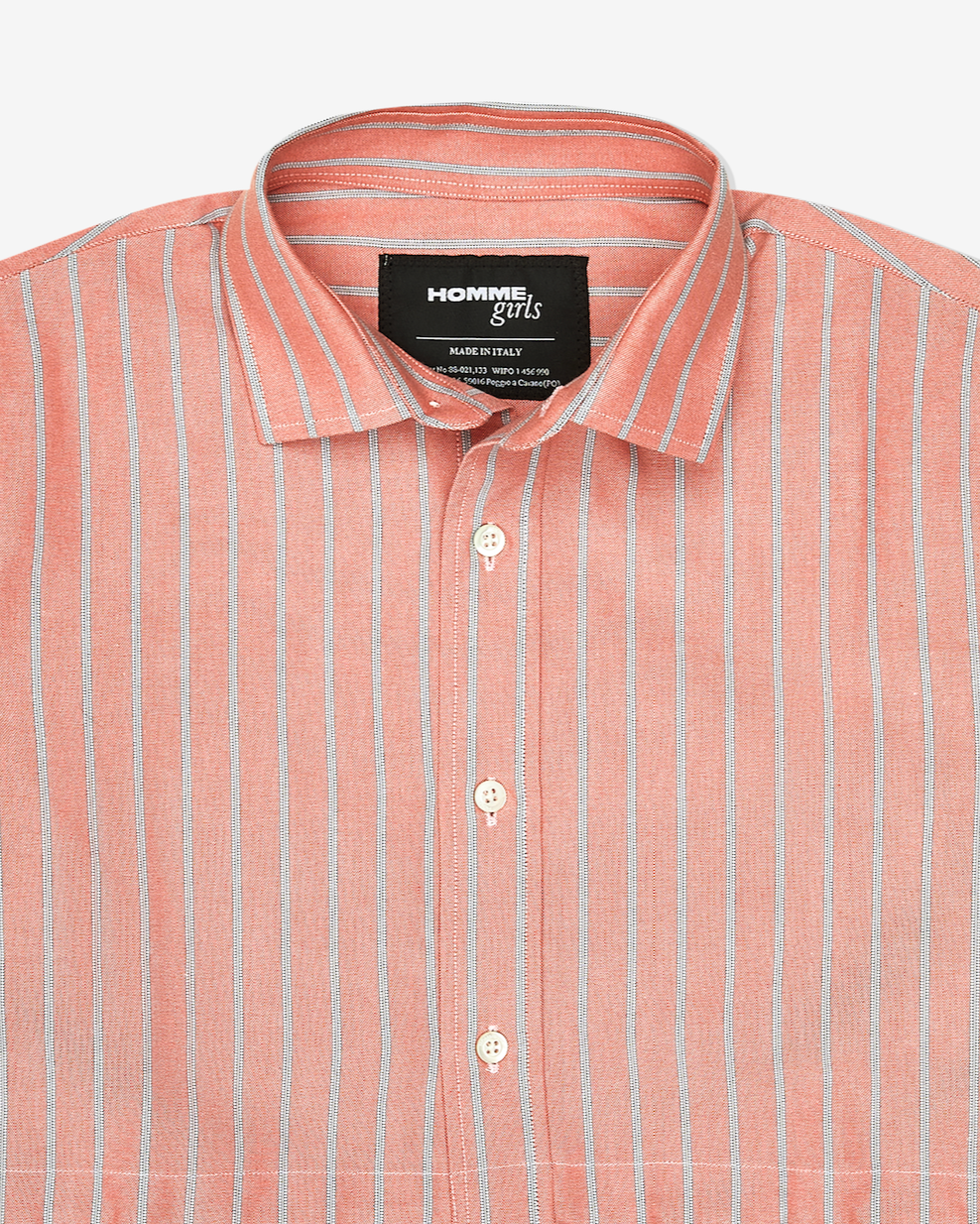 Cropped Tie Back Shirt in Oxford Coral Stripe