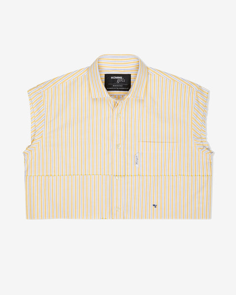 シャツ Garments Pixel Crop Shirt (3color) Sleeveless Layered Cropped Shirt in Yellow Oxford Stripe