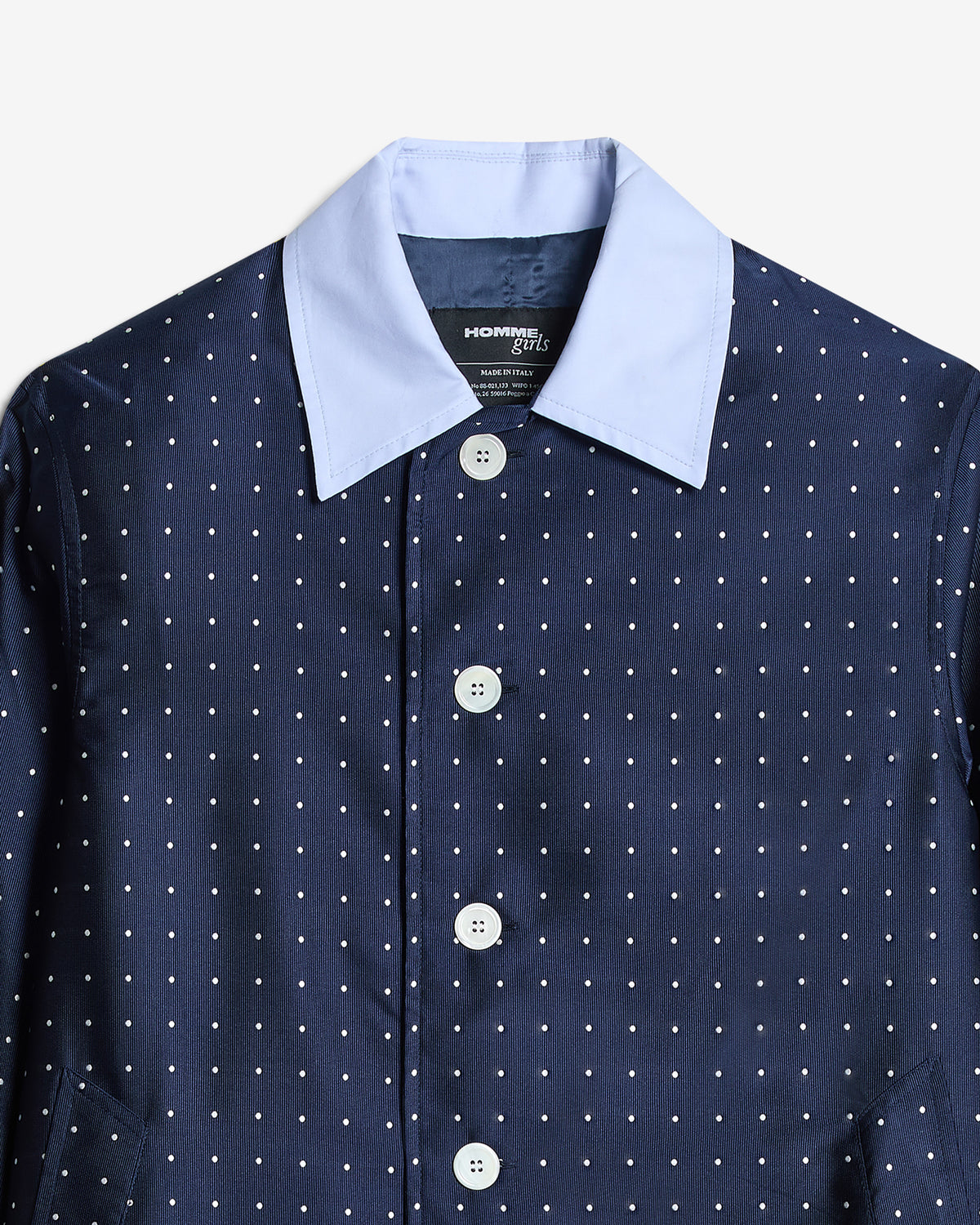 Swing Coat in Navy Polka Dot