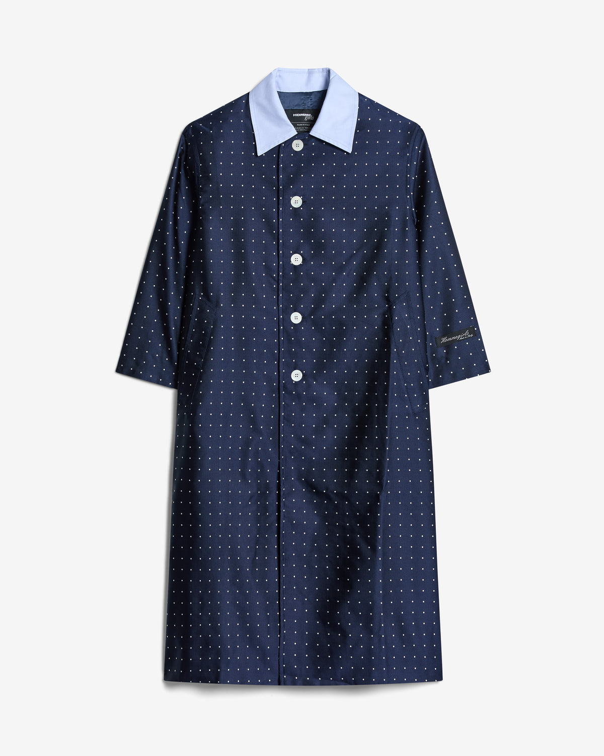 Swing Coat in Navy Polka Dot