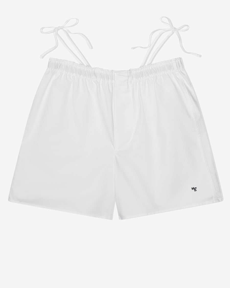 Side Tie Boxer in Oxford White