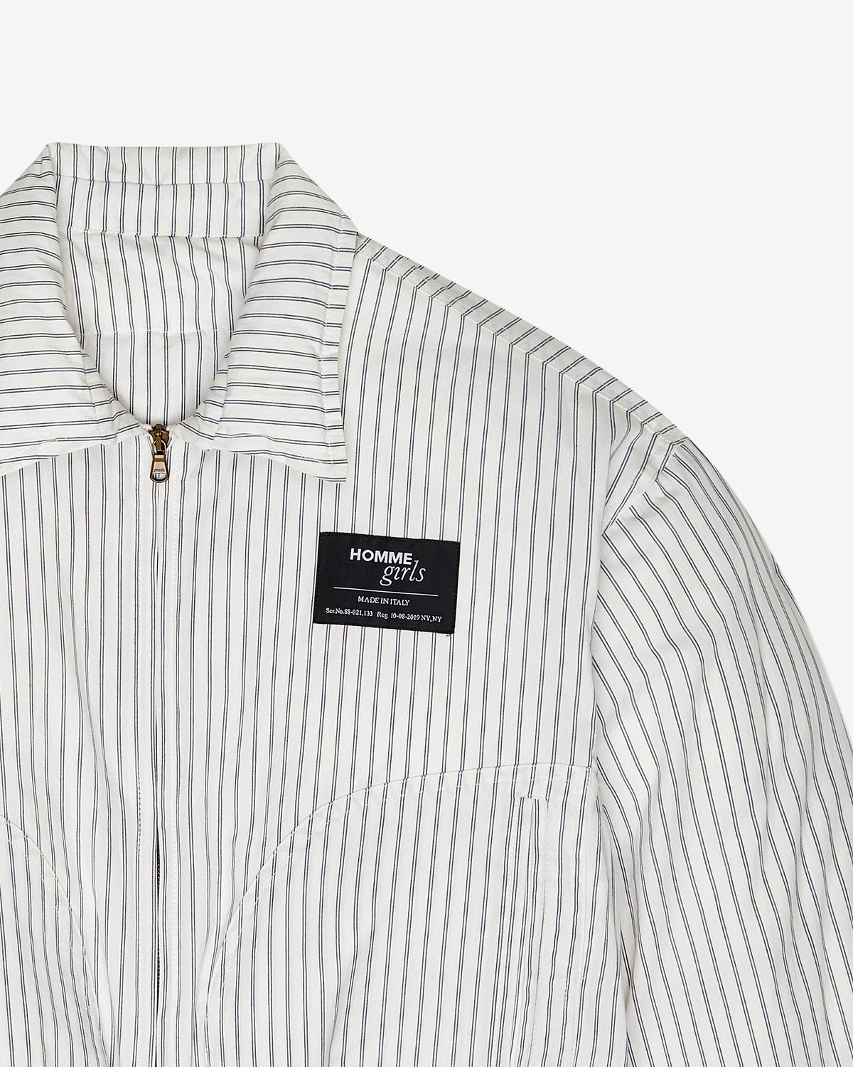 Down Coat in White Japanese Stripe