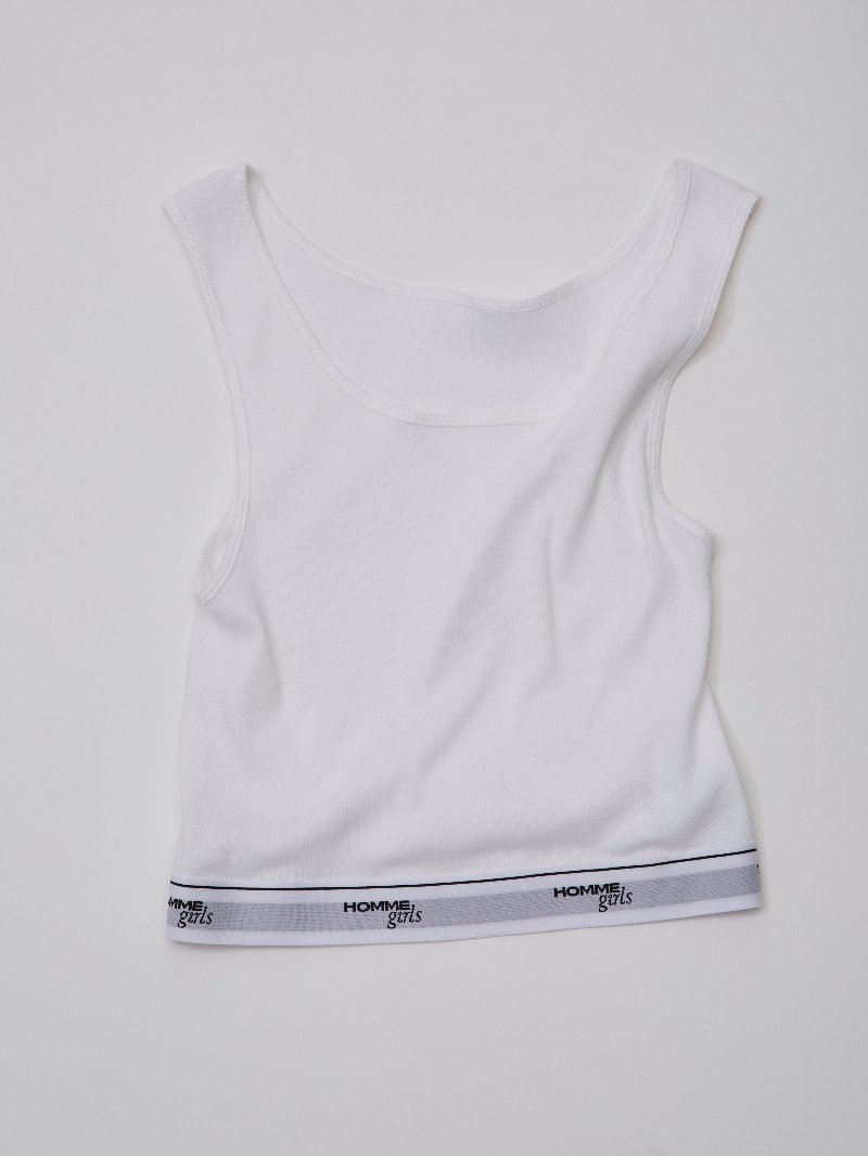 Logo Cropped Tank in White