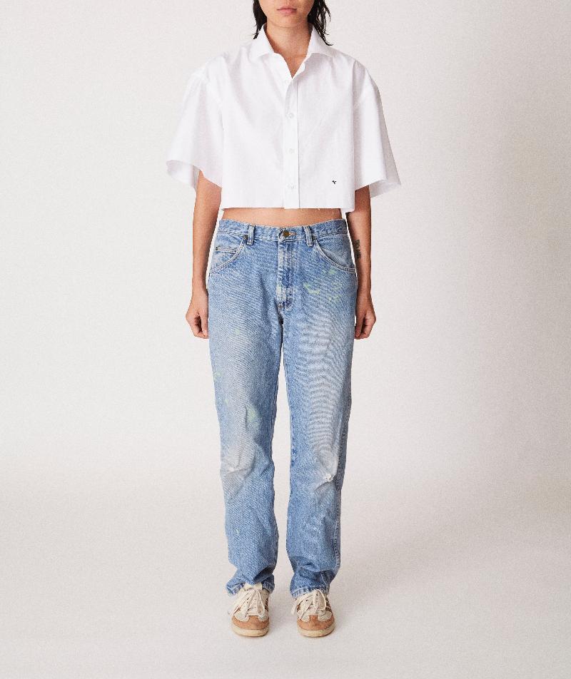 Oversized Cropped Shirt in White
