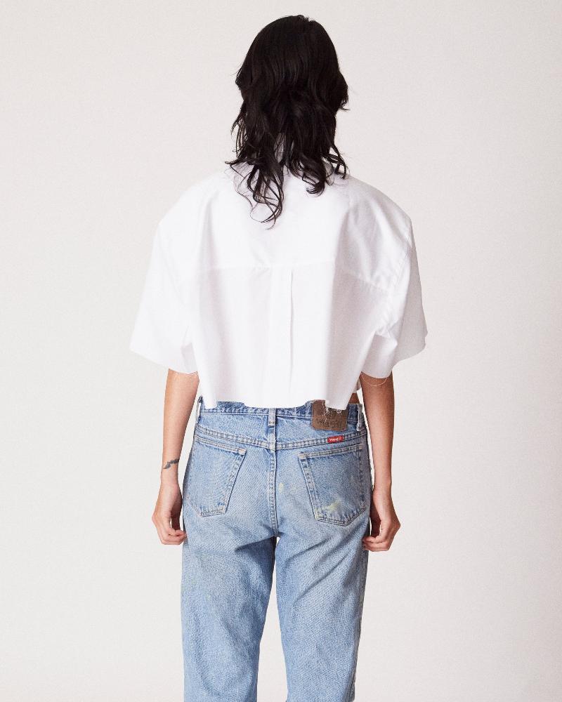 Oversized White Cropped Shirt