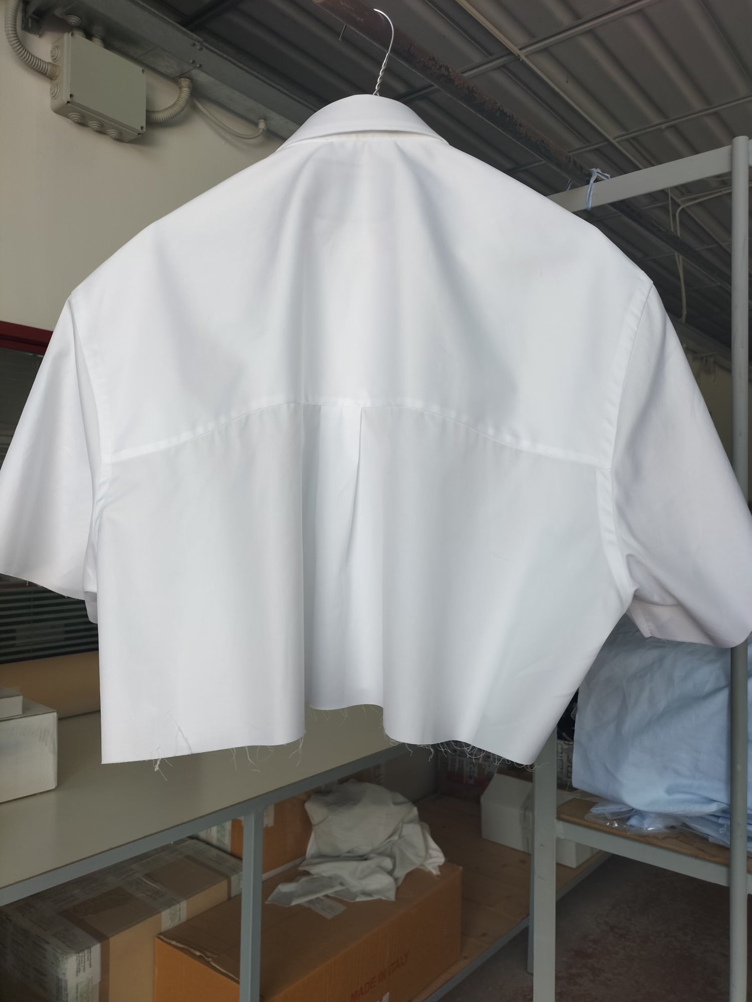 Oversized White Cropped Shirt